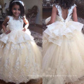 Crystal Beads Flower Girl Vestidos Andar Comprimento Corest Back For Girls Kids Prom Dress Vestido de bola First Communion Vestidos MF893